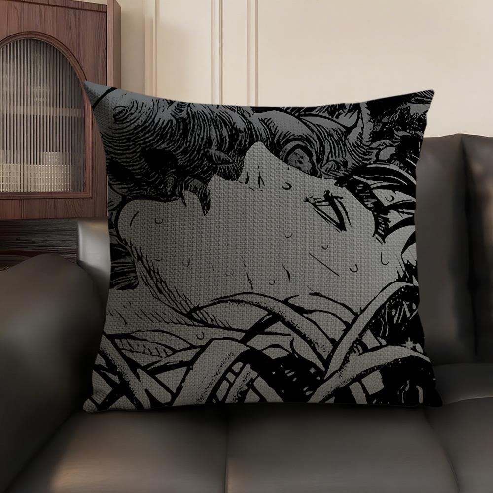 B-Berserk Comic Cushion Cover Natural Linen Organic Fabric Double-Sided Printing Sofa Home Decor Gift Pillow Case