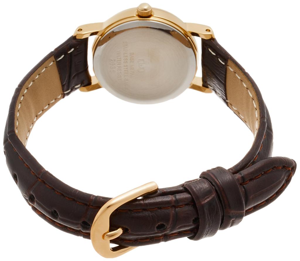 Citizen Brown Analog Waterproof Wristwatch with Leather Strap Q&Q Women's (QA63-103)