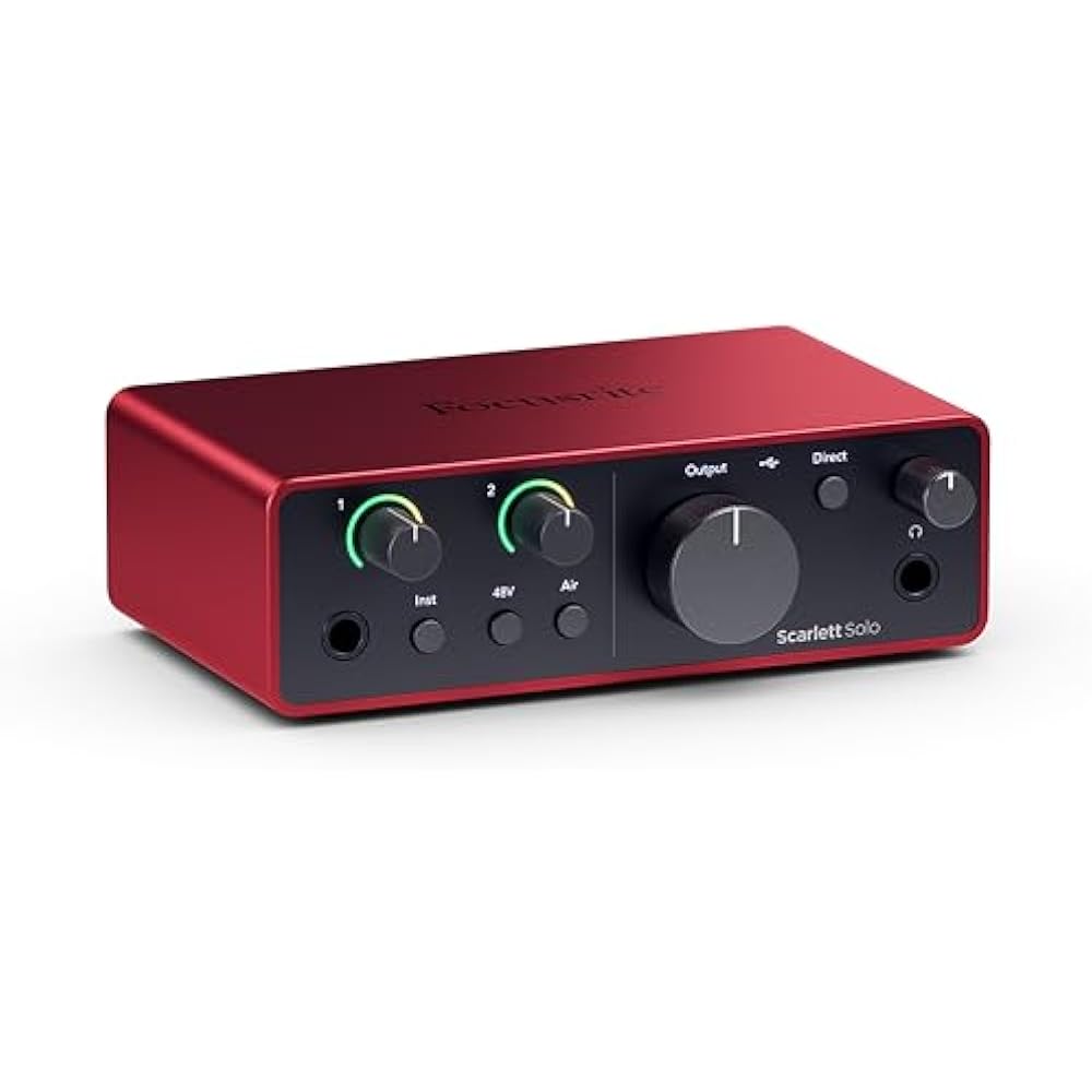 Focusrite Scarlett Solo 4th Generation USB Audio Interface for Guitarists, Vocalists, and Produce...