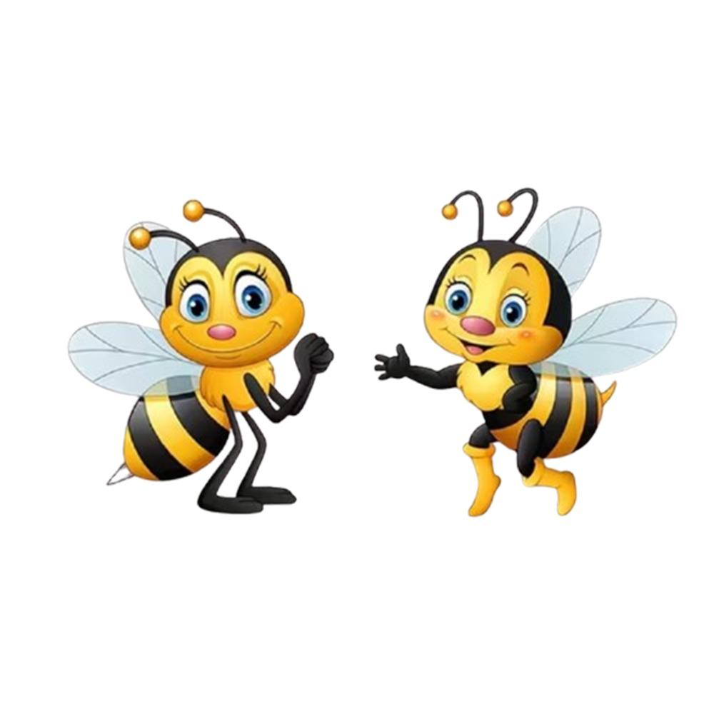 2Pcs Sun Resistant Garden Bee Hanging Plaque 2D Flat Outdoor Bee Art Hanging Courtyard Outdoor