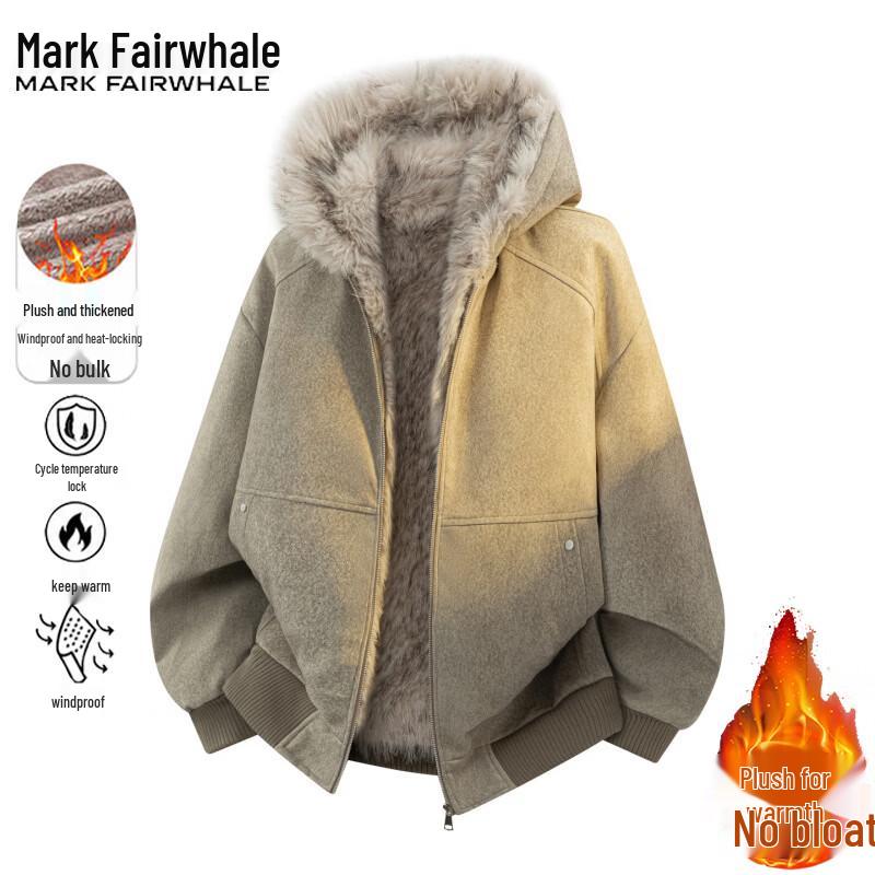 

Mark Fairwhale Men s Hooded Faux Leather Padded Jacket L