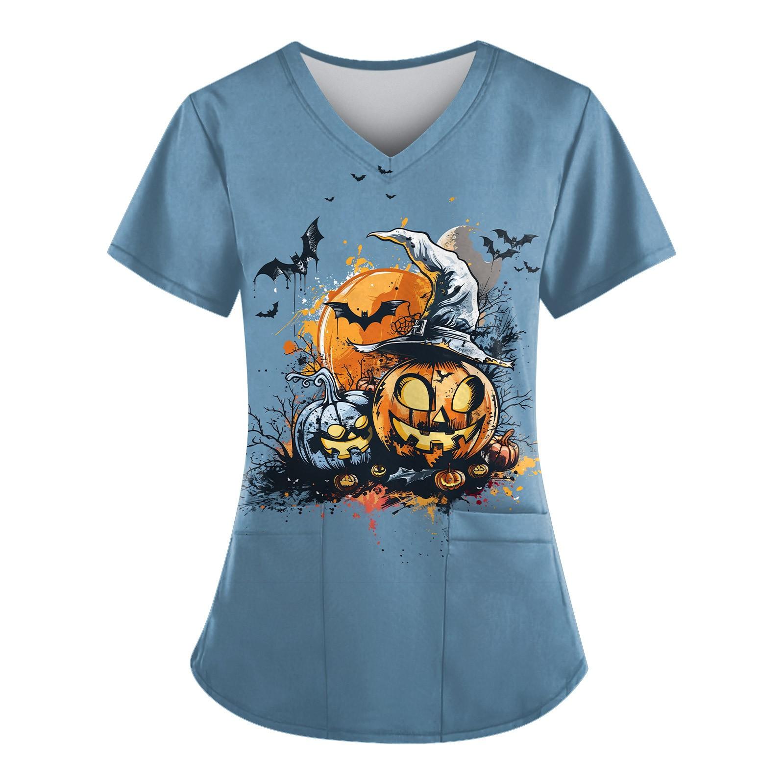 

Женский V-образный вырез, модный повседневный топ с принтом на Хэллоуин, топ Dry-nurse XXL