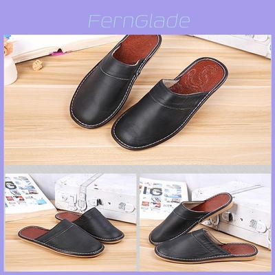 Classic Leather Men Slipper Shoes With Closed Toe Indoor House Comfort Size 911