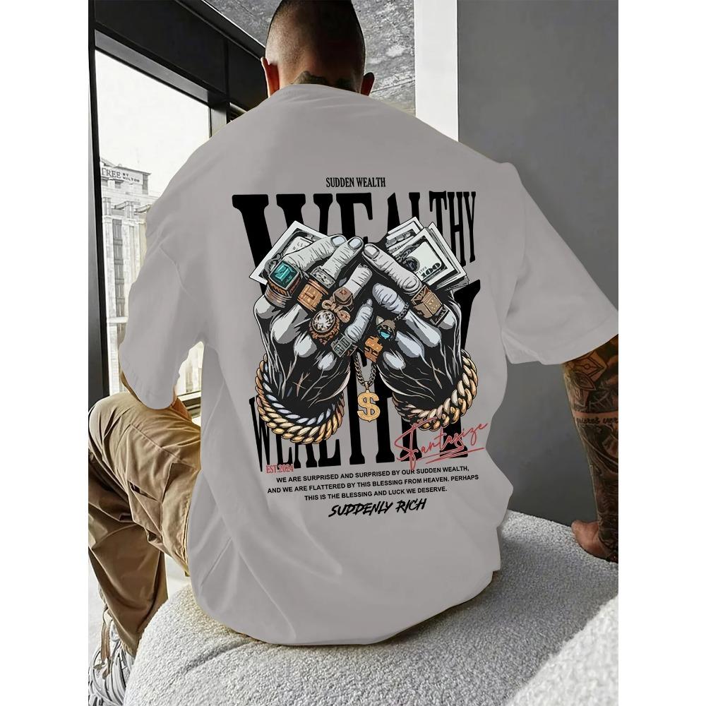 Lässiges Herren-Grafik-T-Shirt mit einzigartigem Handschmuck-Design - Weiche Mischung, Stretch-Passform, Perfekt für Sommerausflüge