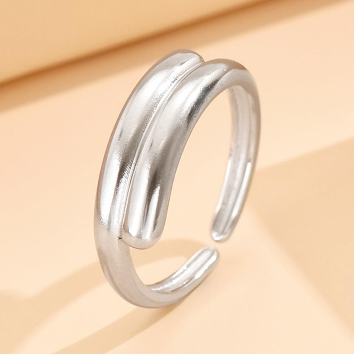 Stylish Adjustable Double Row Stainless Steel Women s Ring