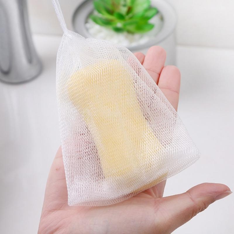 10cps Soap Foaming Net Soap Facial Cleanser Foaming Plastic Net Double Layer Clean Face Foaming Net Bathroom Accessories