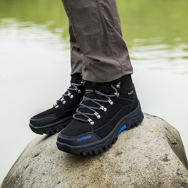 High-top Boots Men Outdoor Anti-slip Thick-soled Comfortable Ankle Boots Men Breathable Shock-absorbing Casual Hiking Shoes Men