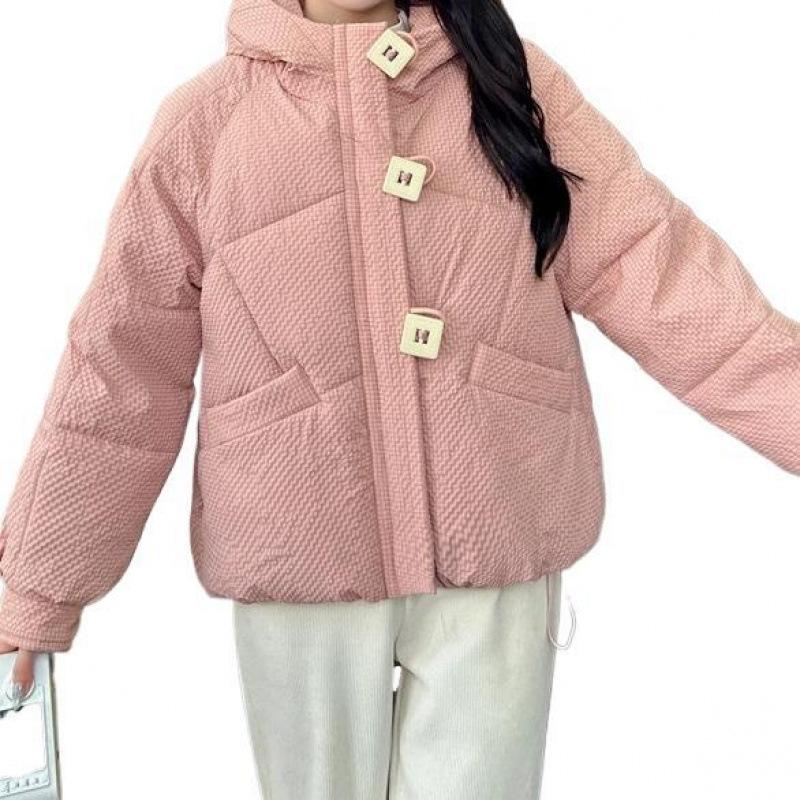 New Plaid Hooded Padded Jacket Women's Short Fashion Versatile Padded Jacket Winter Women's Casual Jacket