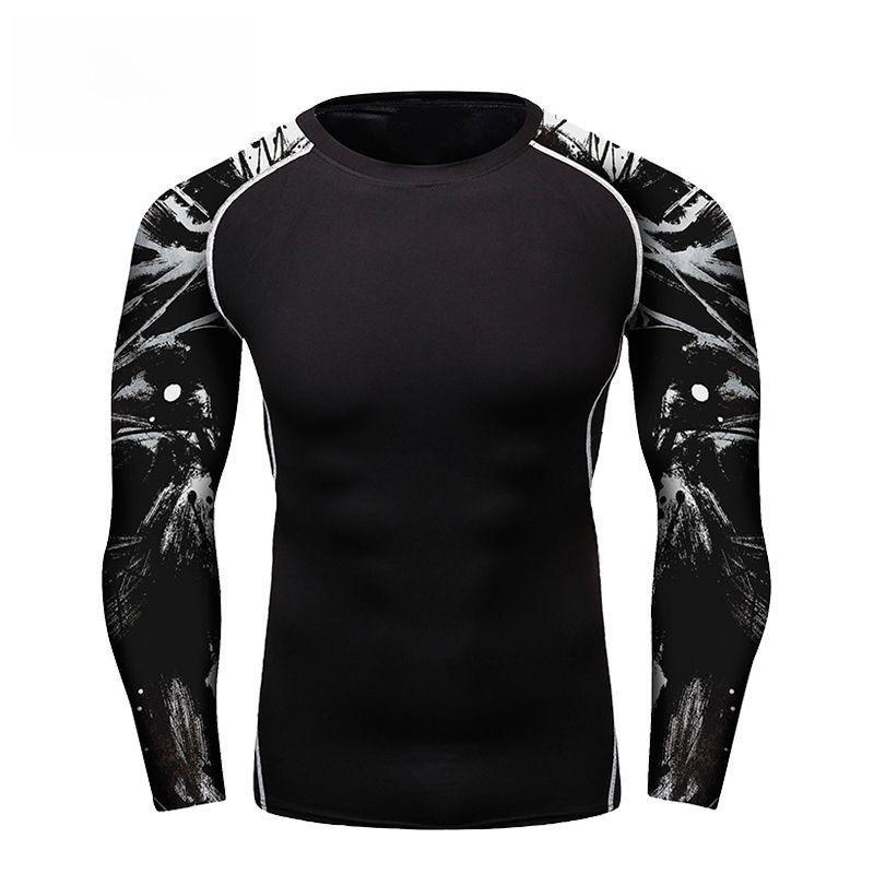 Tricou Sport cu Mânecă Lungă cu Compresie pentru Bărbați: Absorbție transpirație, Elastic, pentru Alergare și Ciclism.