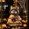 Small Desktop Figurine Wooden Halloween Tabletop Decor, Whimsical Black Cat Witch Pumpkin Skeleton Festival Atmosphere Ornaments Figurines,