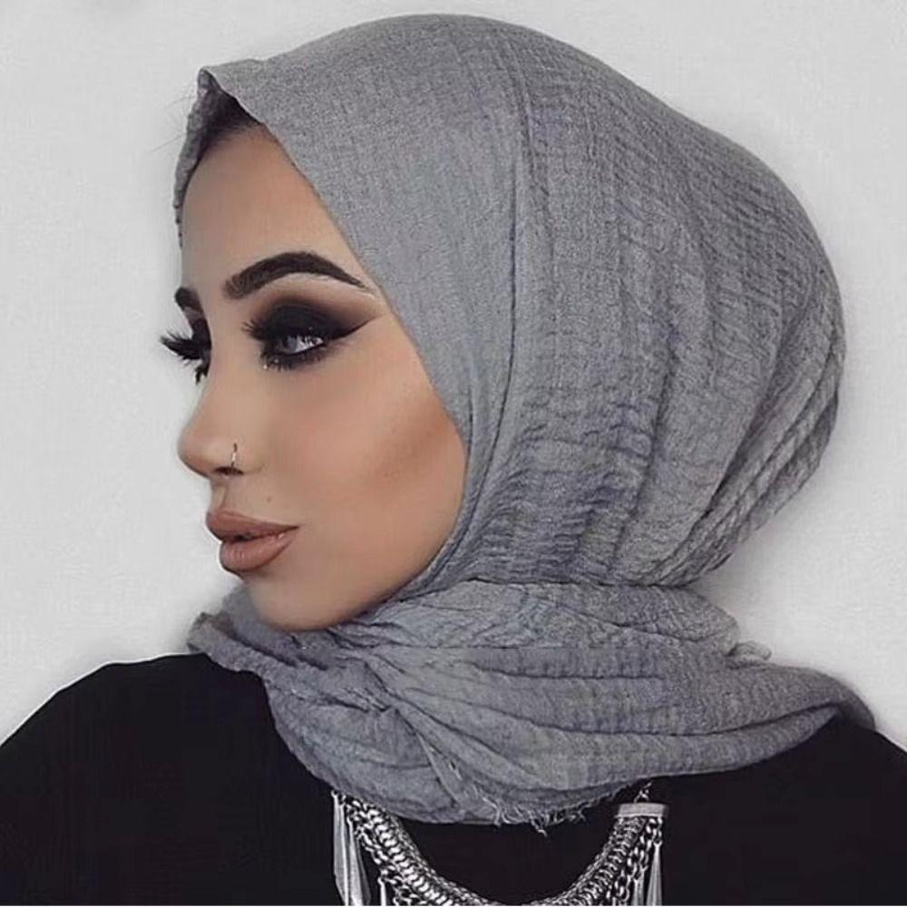 Wrinkle Pleated Plain Hijab 10 Colors Ripple Hijab Women Scarves Veil Crinkle Hijab Scarf