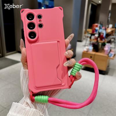 Pleciony Pasek na Ramię Smycz Etui na Telefon Do Samsung Galaxy S26 Ultra S25 Edge S24 S23 S21 FE Plus Etui na Karty Silikonowa Osłona