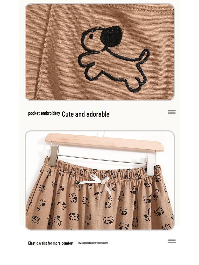 Women's Plus Size Pure Cotton Embroidered Long Sleeve Pajama Set for Home and Outdoor Wear