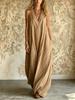 European and American new women's clothing, casual sleeveless loose pocket women's long dress