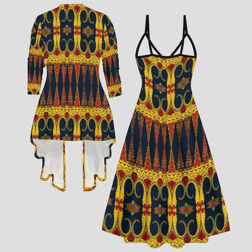 3D Printed Set Dress Coat , Single ColorTotem Fashion Print,suitable for Various Scene Fashion Styles