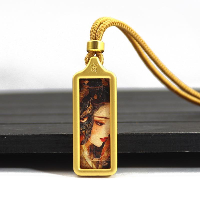 Sacred Tara Thangka Necklace Gold Plated for Spiritual Growth and Protection