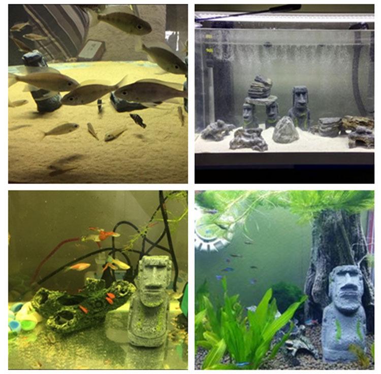 Resin Easter Island Statue & Roman Portrait - Aquarium & Reptile Decor