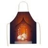 Chef Apron Muslim Eid Printed Kitchen Women Ramadan Karim Home Cooking Baking apron Star Crescent Waist Pocket decoration
