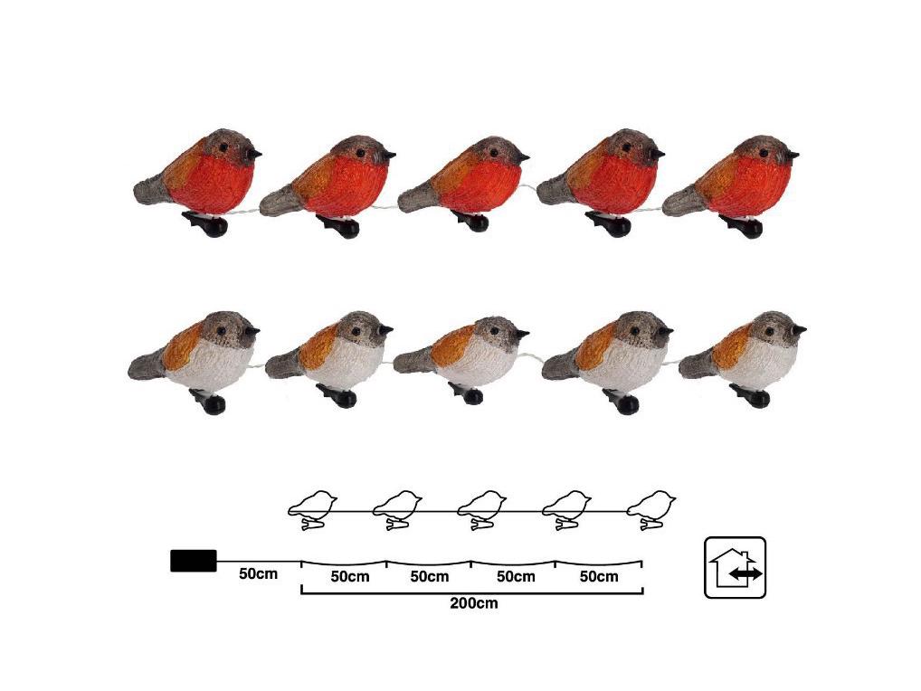 LED Solar Acrylic Bird String Lights - Outdoor Festive Decoration for Courtyard and Christmas Trees