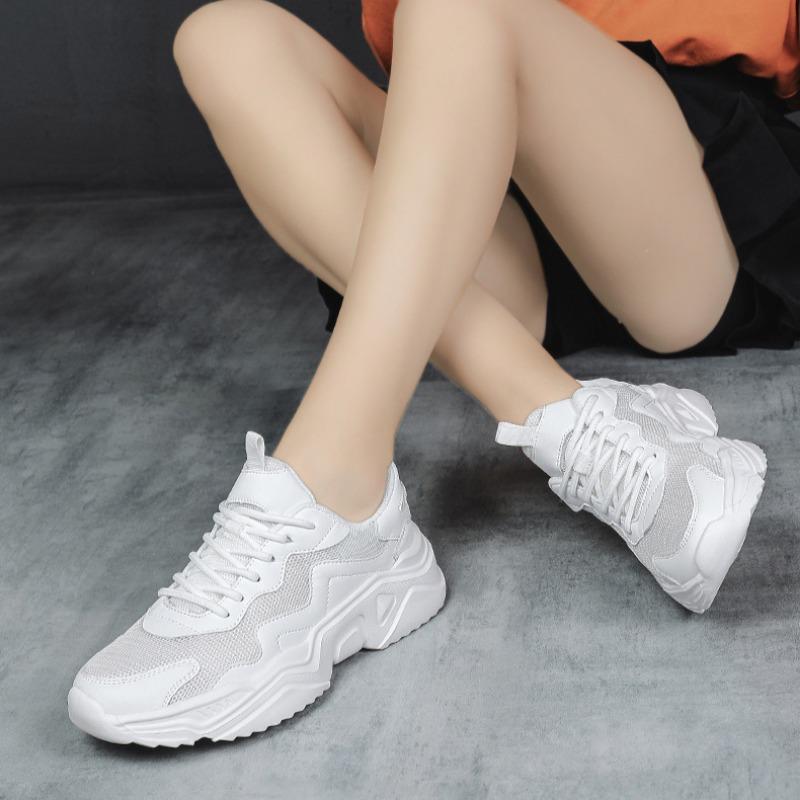 New Womens Chunky Sneakers Spring Mesh Breathable Thick Bottom Running Shoes Ladies Casual Platform Shoes Trainers Zapatos Mujer