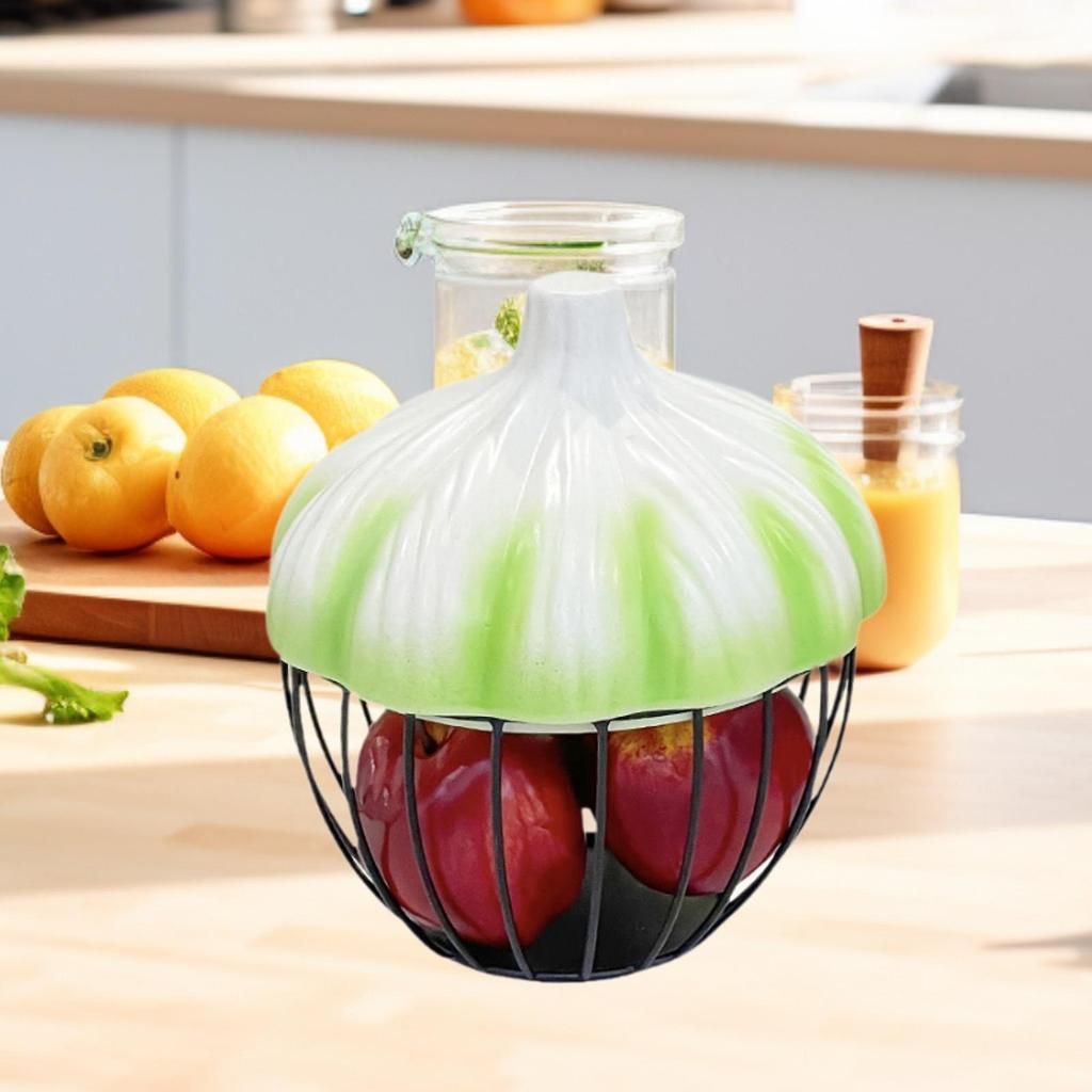 Garlic Storage Basket Ventilated Iron Food Storage Container Home Decoration for Kitchen Supplies