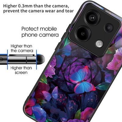 Pro Xiaomi Redmi Note 13 Pro 5G/Poco X6 5G Pouzdro Tvrzené Sklo+TPU Vzorovaný Potisk Zadní Kryt Telefonu