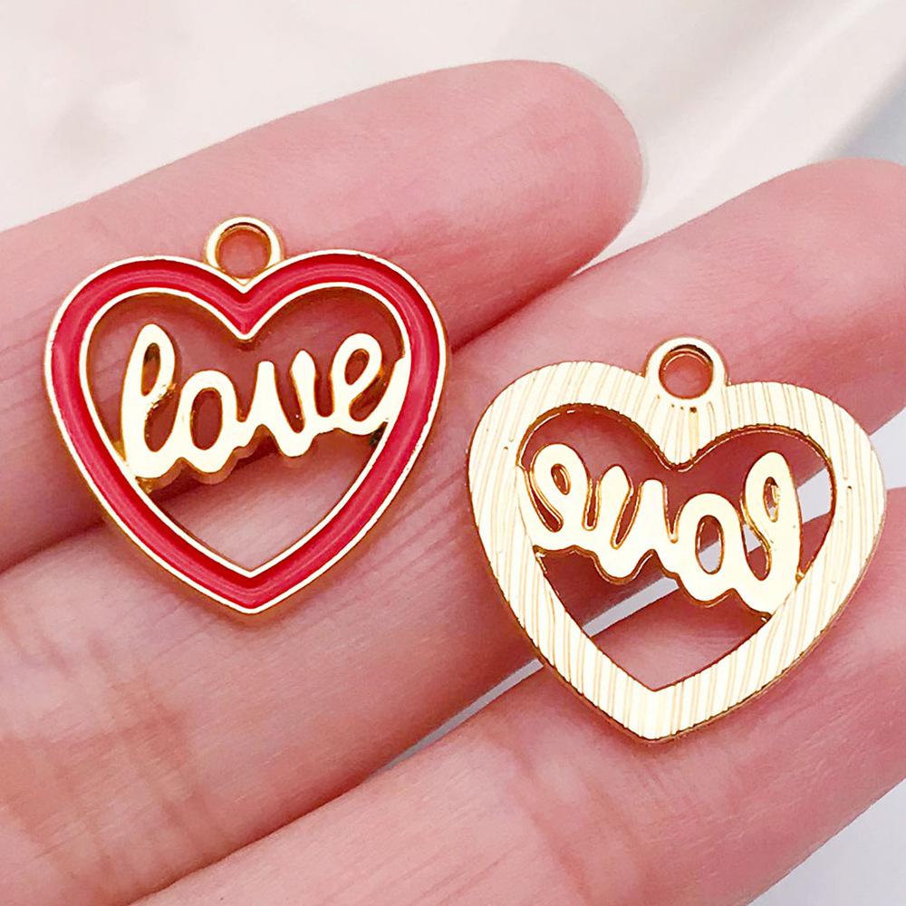 Red And Love Heart Peach Jewellery Accessories Diy Bracelet Keychain Necklace Pendant Alloy Oil Drop