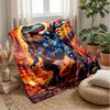 Cyber Dinosaur Warrior Blanket Personalized Name Flannel Blanket Soft Cozy Plush Throw for Sofa Bed Lightweight Home Decor