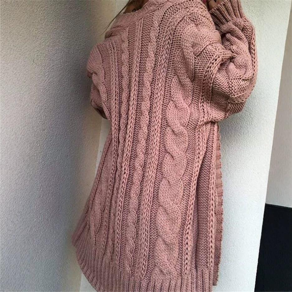Sweater Women's Autumn and Winter Medium and Long Loose Twist Knitted Cardigan Female Cardigan