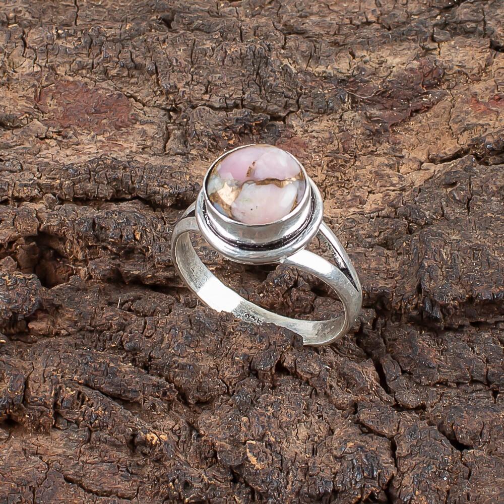 Natural Pink Opal Turquoise Gemstone Handmade 925 Sterling Silver Jewelry Ring RR-11-36