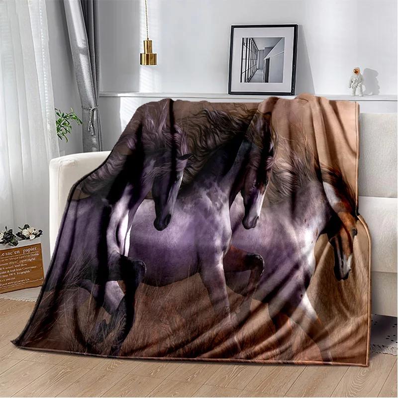 Horse Animal Pentium Gallant Steed Blanket,Soft Throw Blanket for Home Bedroom Bed Sofa Picnic Travel Office Cover Blanket Kids