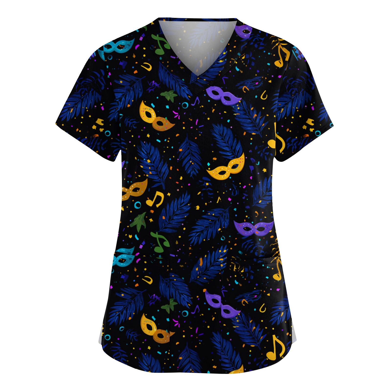 

Женская мода V-образный вырез короткий рукав комбинезон с карманами принт топы одежда XXXXXL