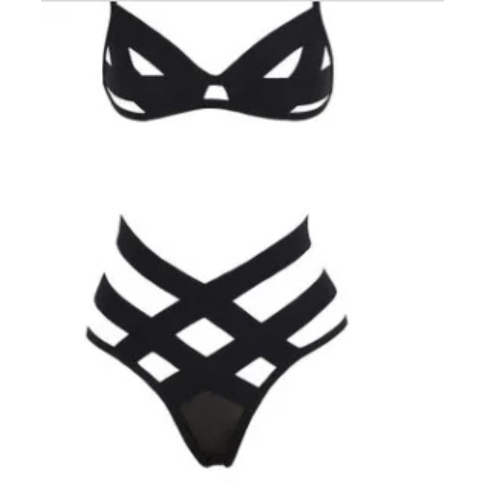 Sexy Bandage Lingerie Set Hollow Out Porno Bikini Bra Panties Sensual Woman Underwear Erotic Apparel Clothes for Women