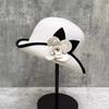 Hepburn Style Woolen Bucket Hat Female French Retro Elegant Camellia Pot Hat Contrasting Color Edge Versatile Top Hat