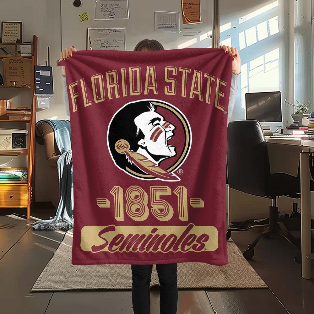 Florida State Seminoles Print Flannel Blanket High Quality Warm Comfortable Cover for All Seasons Perfect for Gifts Home Decor