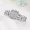 5PCS Luxury Personalized Girl Diamonds Silver Quartz Watch Women's Square Pendant Necklace Diamonds Earrings Ring Set for Girls