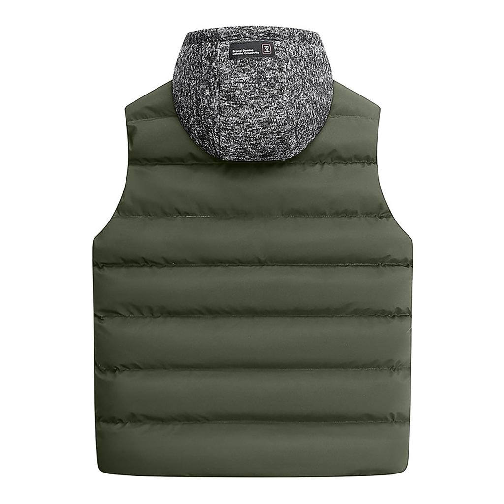 Männer Casual Winter Warm Zipper Ärmellose Weste Jacke Mantel Outwear Tops Kordelzug Kapuze Weste
