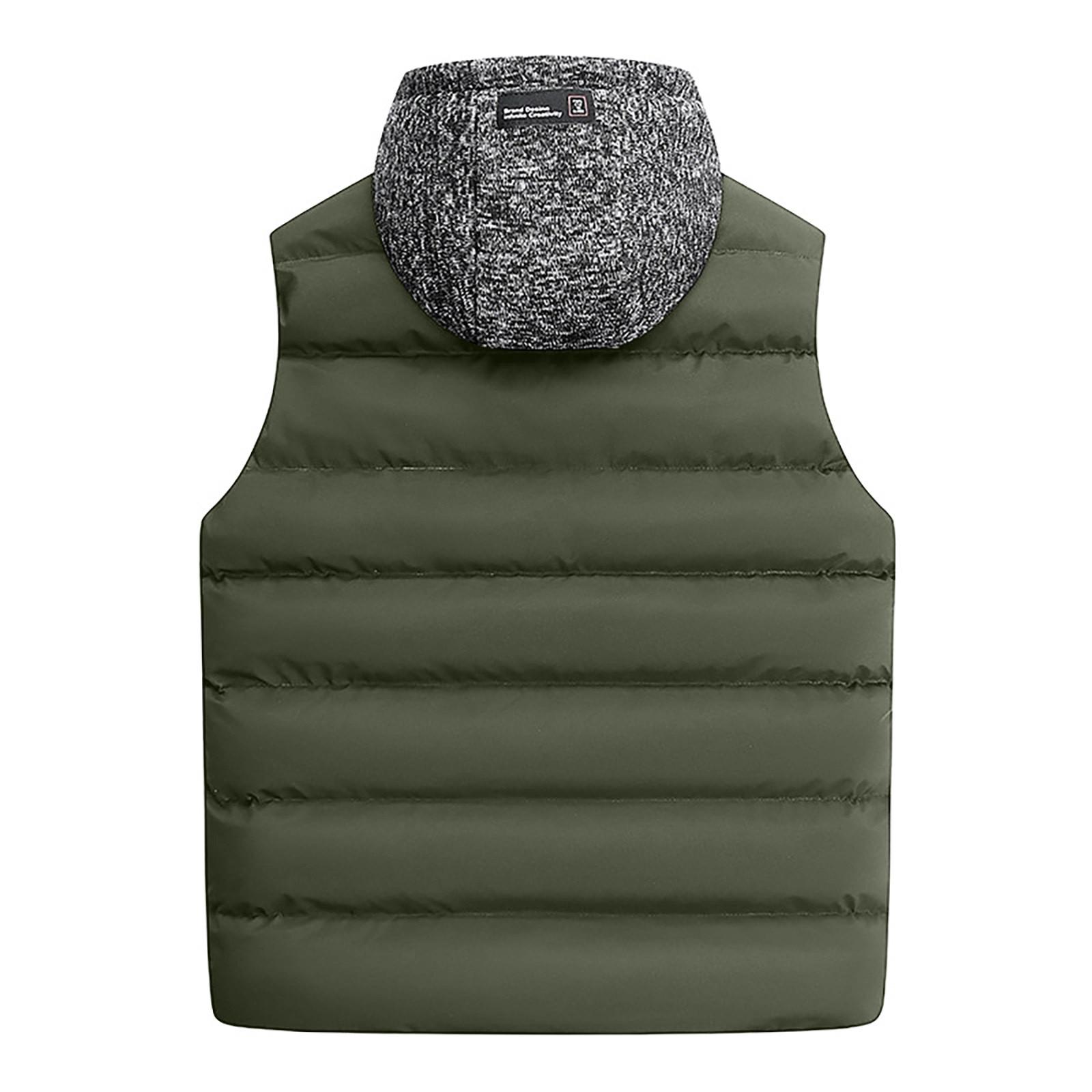 Мужской повседневный зимний теплый жилет без рукавов на молнии — фото 4