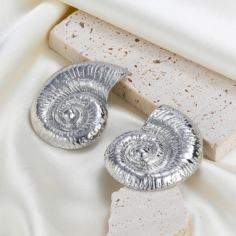 Brincos de Tachinha Punk Boho de Concha Grande para Mulheres Aço Inoxidável Modernos Únicos Chunky Piercing Brincos Moda Joias de Férias Presente