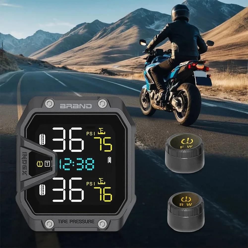 TPMS Motorcycle Tire Pressure Monitoring System With Exteral Sensors Smart Tyre Alarm Kit Universal Motorbike Accessories