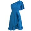 Woman Bodycon Lotus Dress Summer Fashion Short Sleeve One Shoulder Party Mini Dresses Casual Female Boho Beach Dress