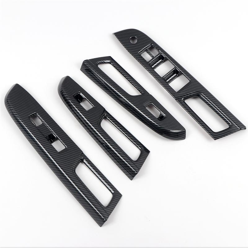 Car Carbon Fiber Window Glass Lift Button Trim Switch Cover Door Armrest Panel for Subaru WRX/WRX STI 2015- LHD