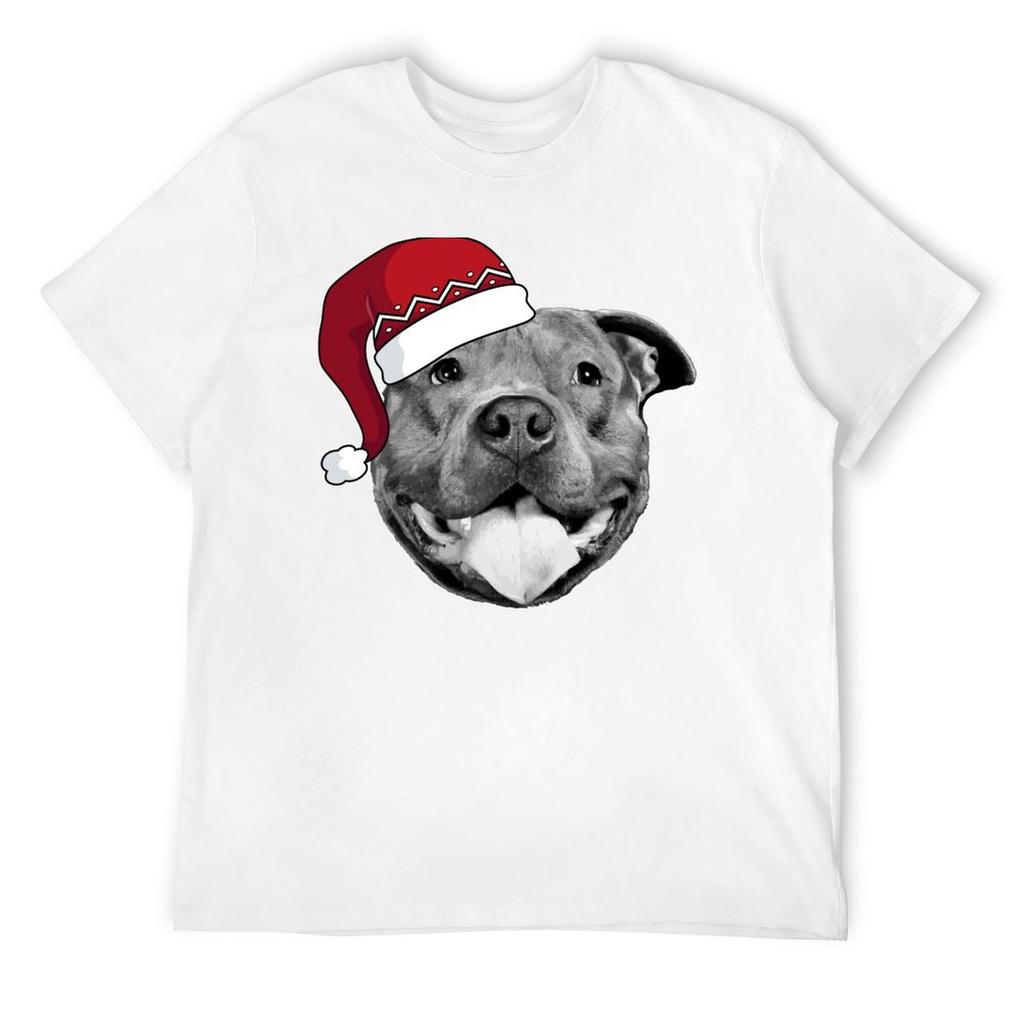 Pitbull Weihnachtsmann T-Shirt Grafik T-Shirt Vintage T-Shirts Übergrößen Tops Schnelltrocknend Vintage T-Shirt Herren