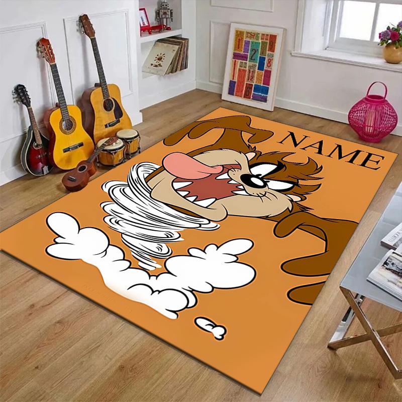 Custom Taz Mat Personalized Name, Polyester Washable Indoor Entryway Rug, Gift for Christmas, Easter, Thanksgiving Day