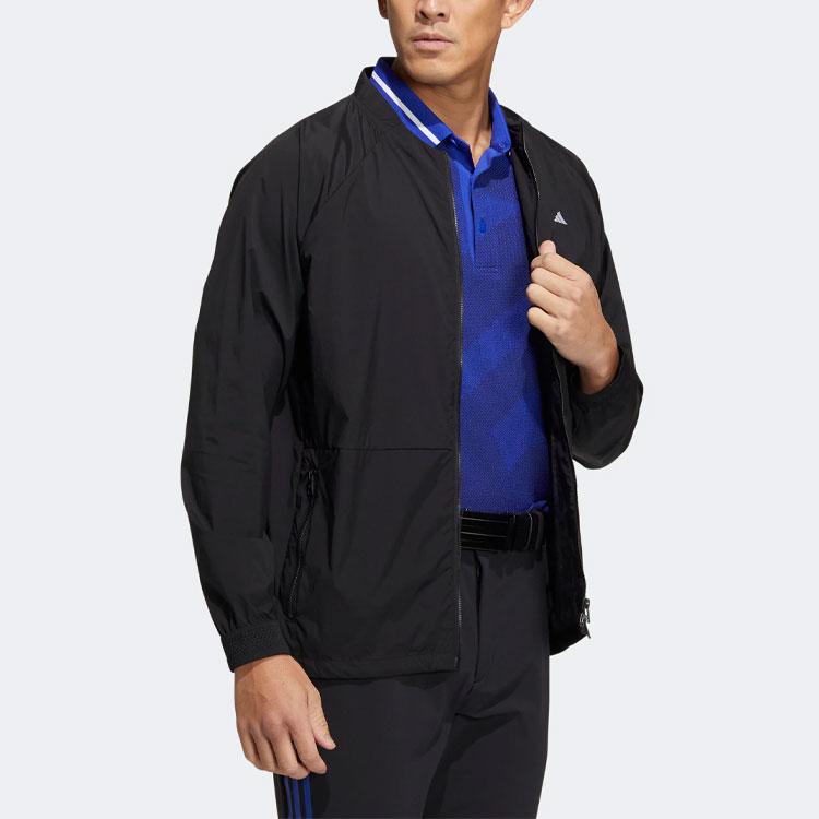 Adidas Statement Windproof Jacket Solid Color Logo Golf Sports Jacket Men Jacket Black HT0005