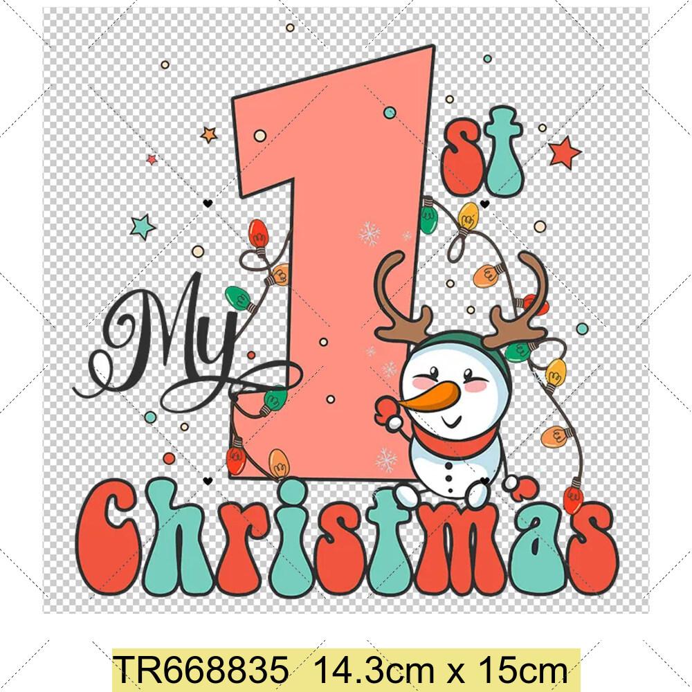 My First Chrismas DIY Clothing Heat Transfer Sticker Kids T-shirt Infant Romper Clothing Patches Heat Transfer Xmas Sticker
