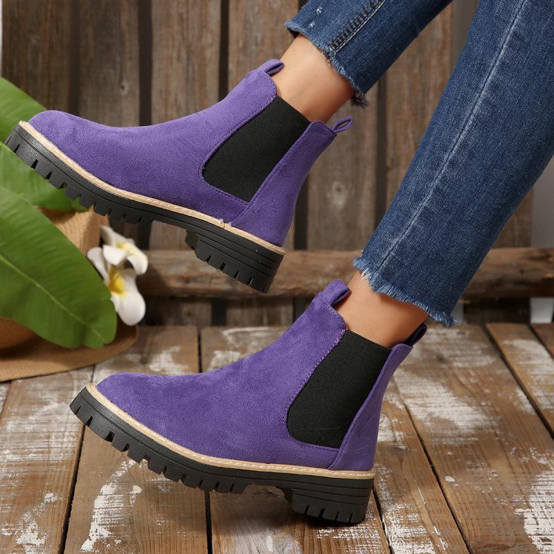 Autumn and winter new Martin boots large size thick-soled suede medium tube round head thick heel Martin boots