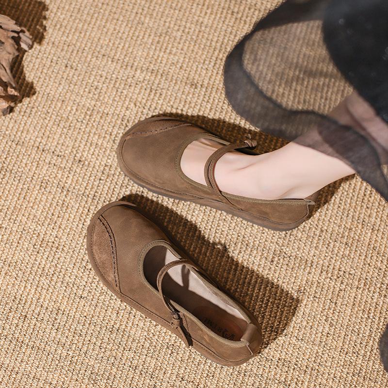 Fashion Retro Mary Janes Flat Shoes for Women Fashion Patchwork Shallow Casual Flats Plus Size Ladies Spring Autumn Soft Leather Loafers