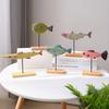Retro Mediterranean Wooden 3D Fish Decorations Colorful Fish Desktop Ornament Ocean Crafts, for DIY Kids Room Office Home Decor
