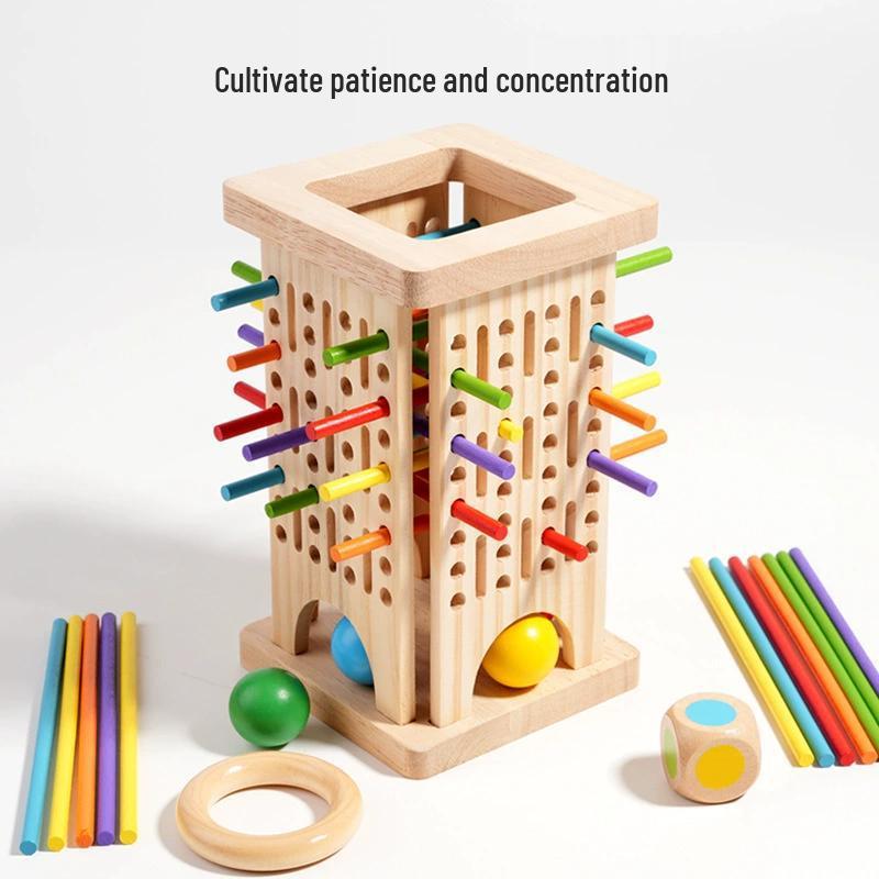 Colorful Wooden Pick-Up Sticks: Interactive Parent-Child Dice & Board Game, Montessori Math Toy
